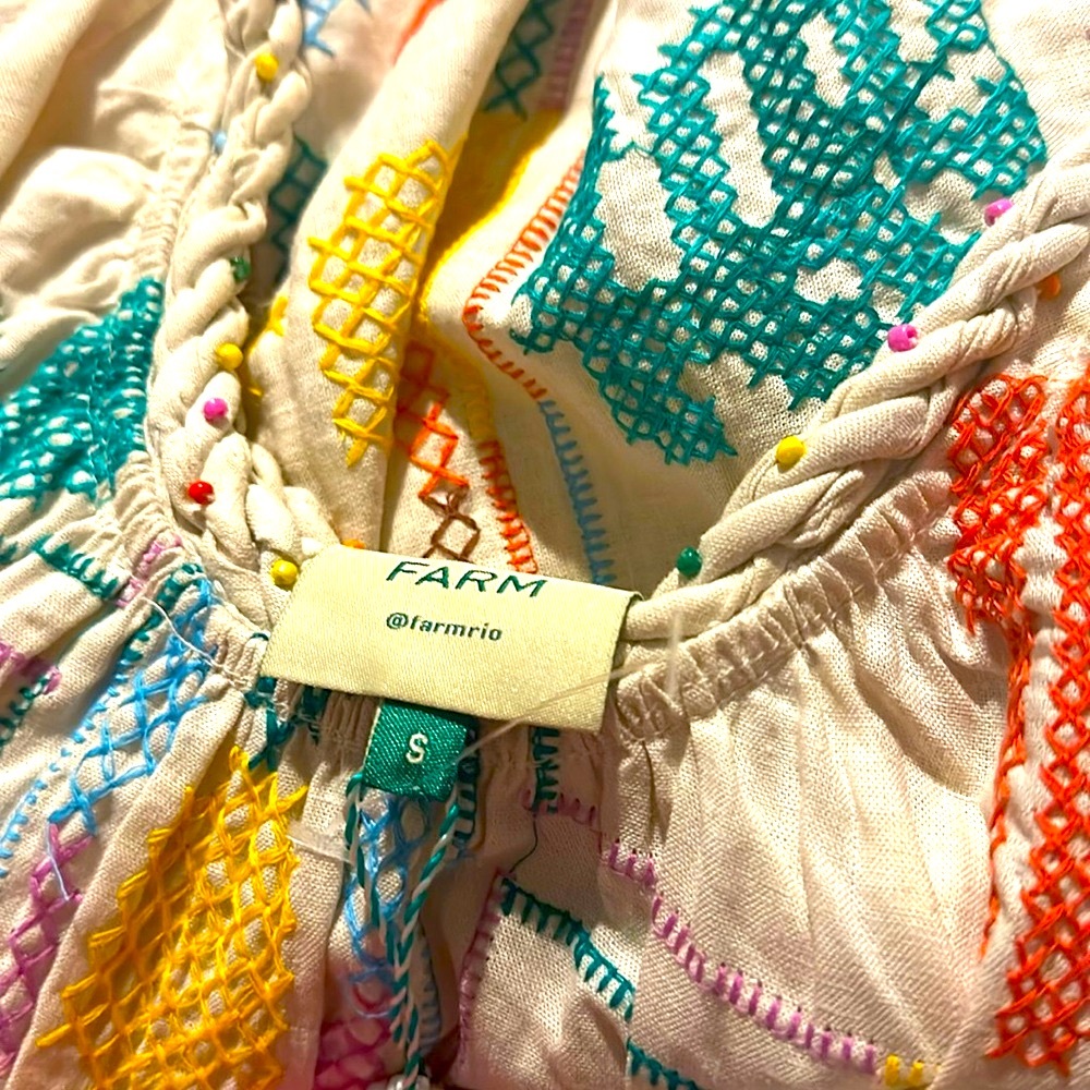 Farm Rio Stitched Birds Scarfs Maxi dress. NWT pit to pit:20” - Picture 12 of 13